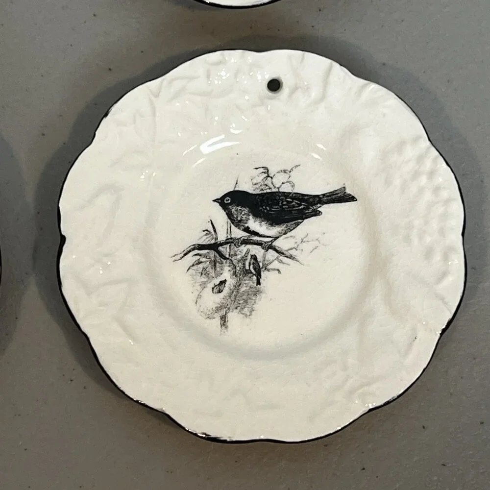 Set 4 Mary Carol Home Collection Mini Bird Plate Ornaments 3.5”